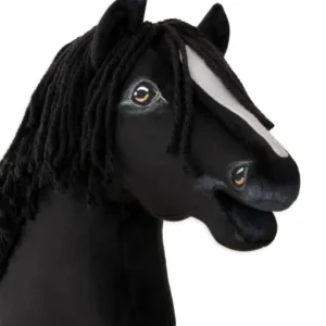 Alternative view of schwarzes Pferd mit Blesse | Premium Steckenpferd | Größe A3