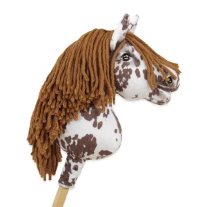 brauner Leopard mit brauner Mähne | Premium Steckenpferd | Größe A4