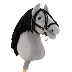 Alternative view of graues Pferd mit schwarzer Mähne | Premium Steckenpferd | Größe A3