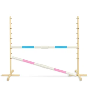 Set Springhindernis | 2x Stange | Breite 160 cm | Hellblau und Hellrosa