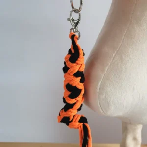 geflochtener Anbinder für Steckenpferde | Neonorange und Schwarz