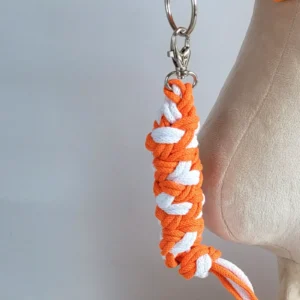 geflochtener Anbinder für Steckenpferde | Neonorange und Weiß