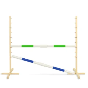 Set Springhindernis | 2x Stange | Breite 160 cm | Grün und Blau