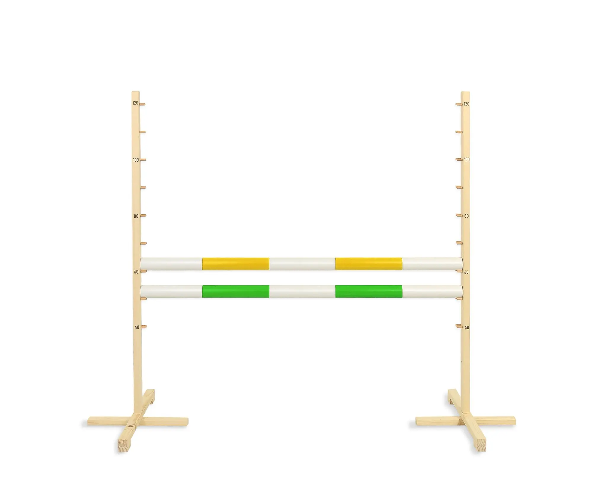 Set Springhindernis | 2x Stange | Breite 120 cm | Gelb und Grün