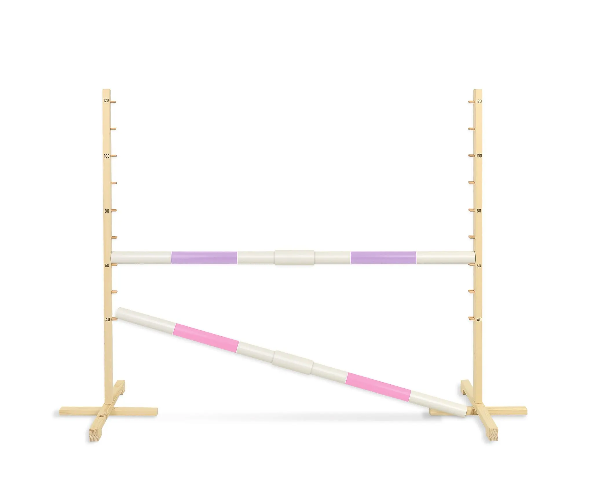Set Springhindernis | 2x Stange | Breite 160 cm | Lila und Hellrosa