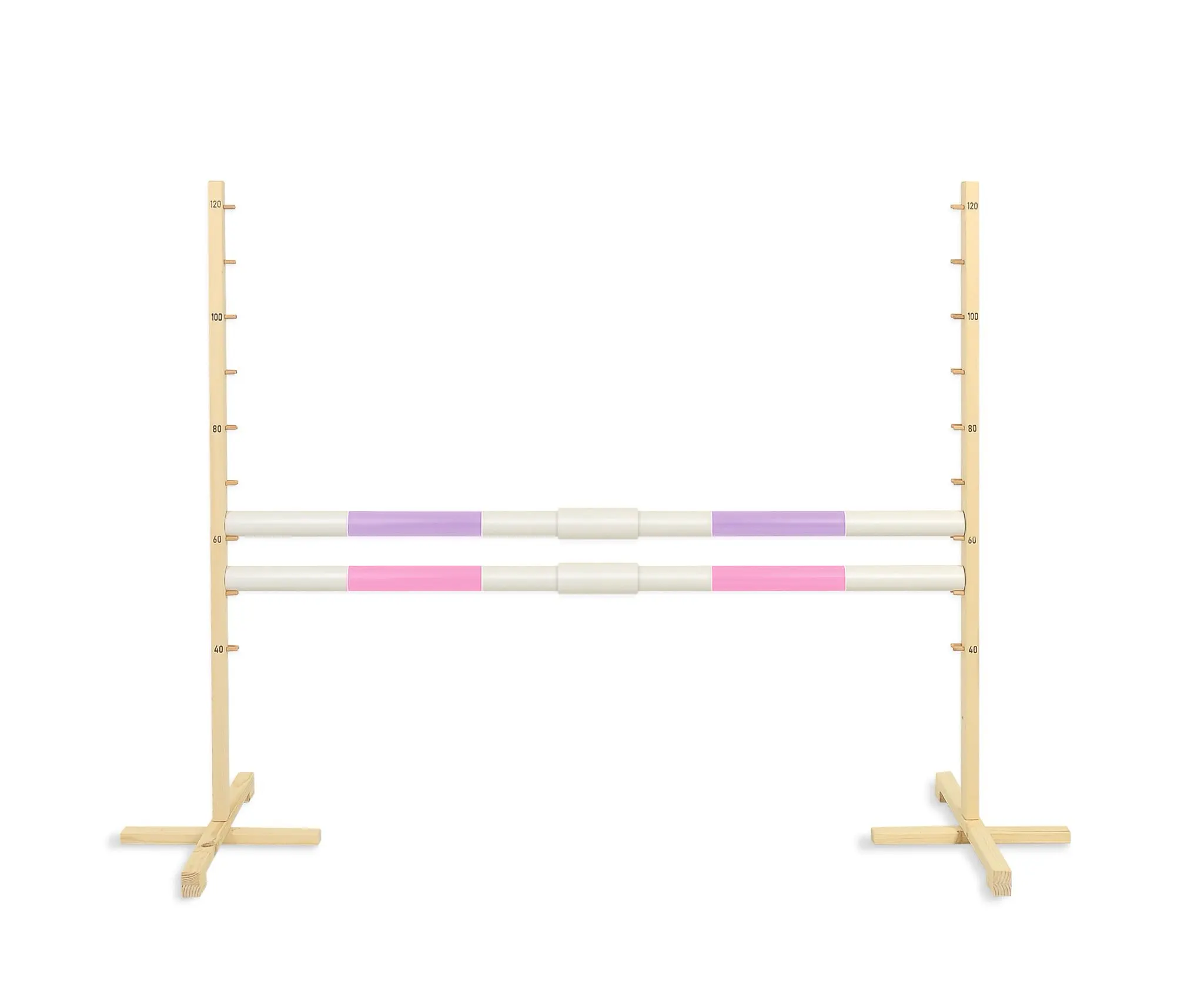 Set Springhindernis | 2x Stange | Breite 160 cm | Lila und Hellrosa – Bild 2